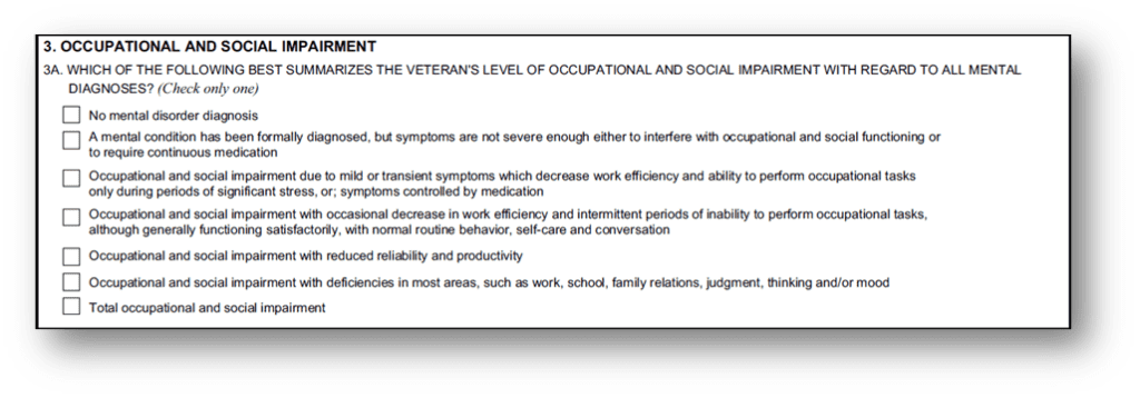 Anxiety DBQ Occupational and Social Impairment