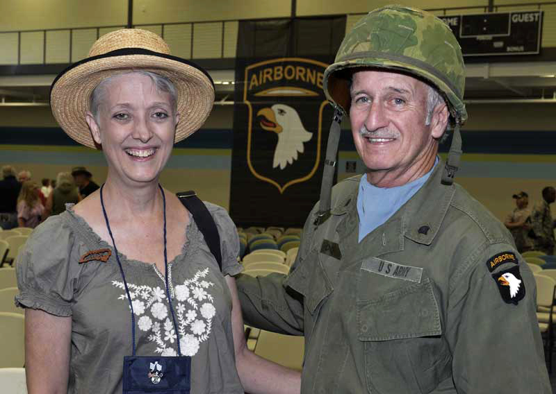 couple at military gathering